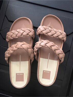 Dolce Vita Braided Double-Strap Slide Sandals - Blush Pink